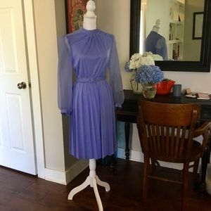 1960s secretary dress, sheer sleeves, EUC